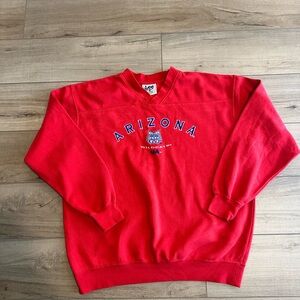 Lee Sport Vintage Red Arizona Wildcats Crewneck Sweatshirt with Blue Embroidery